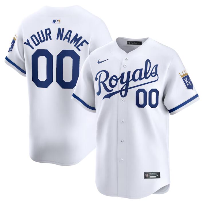 Men's Kansas City Royals Customized White 2024 Home Limited Stitched Baseball Jersey